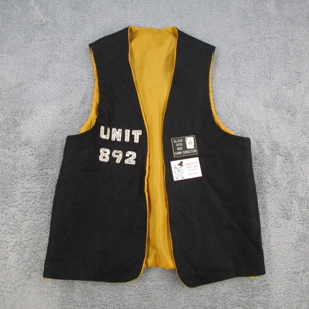 Vintage 1977 Black Jack CB Club Vest Camp Director Southern California Black XL